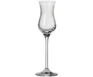 Grappaglas von Leonardo. Jedes Glas hat eine feine Gravur, die aus herabrankenden Blüten besteht und der Kollektion Chateau einen besonderen Charakter verleiht. Aus Klarglas, spülmaschinenfest, H: 19,5cm